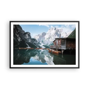 Affiche dans un cadre noir - Poster - Un matin cristallin en montagne - 91x61 cm