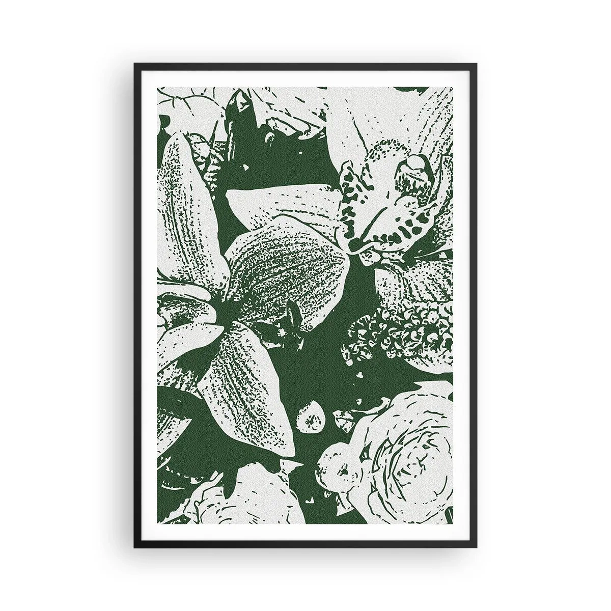 Affiche dans un cadre noir - Poster - Bouquet - le monde du vert - 70x100 cm