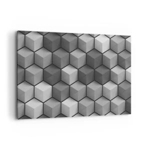 Impression sur toile - Image sur toile - Composition géométrique de cubes dans les tons de gris et de noir - 120x80cm - Puzzle cubiste - Décoration murale moderne pour le salon et la chambre ARTTOR