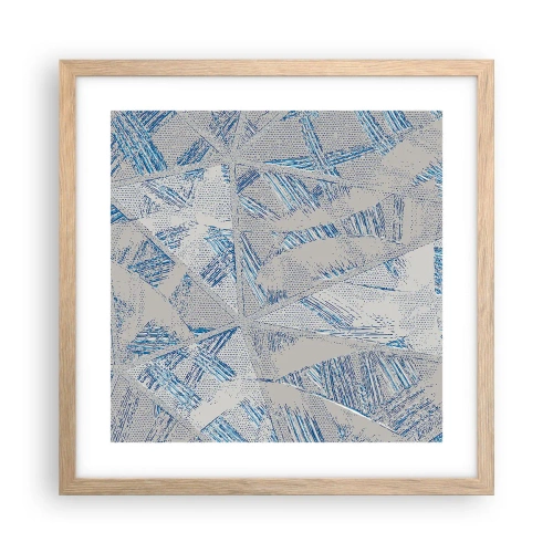 Affiche dans un chêne clair - Poster - Dans un labyrinthe bleu-gris - 40x40 cm