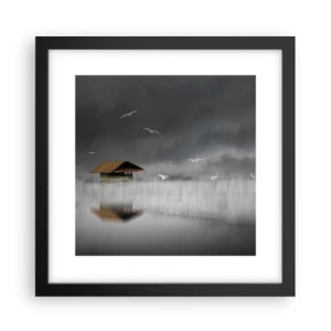 Affiche dans un cadre noir - Poster - A l'abri de la pluie - 30x30 cm