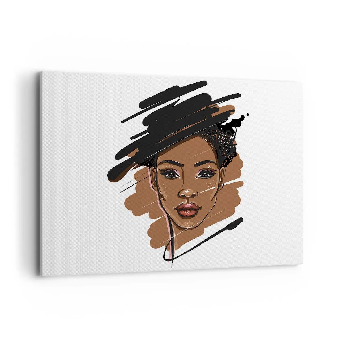 Impression sur toile - Image sur toile - Portrait d'une femme aux traits de peinture artistiques - 100x70cm - Doux comme le chocolat - Décoration murale moderne pour le salon et la chambre ARTTOR