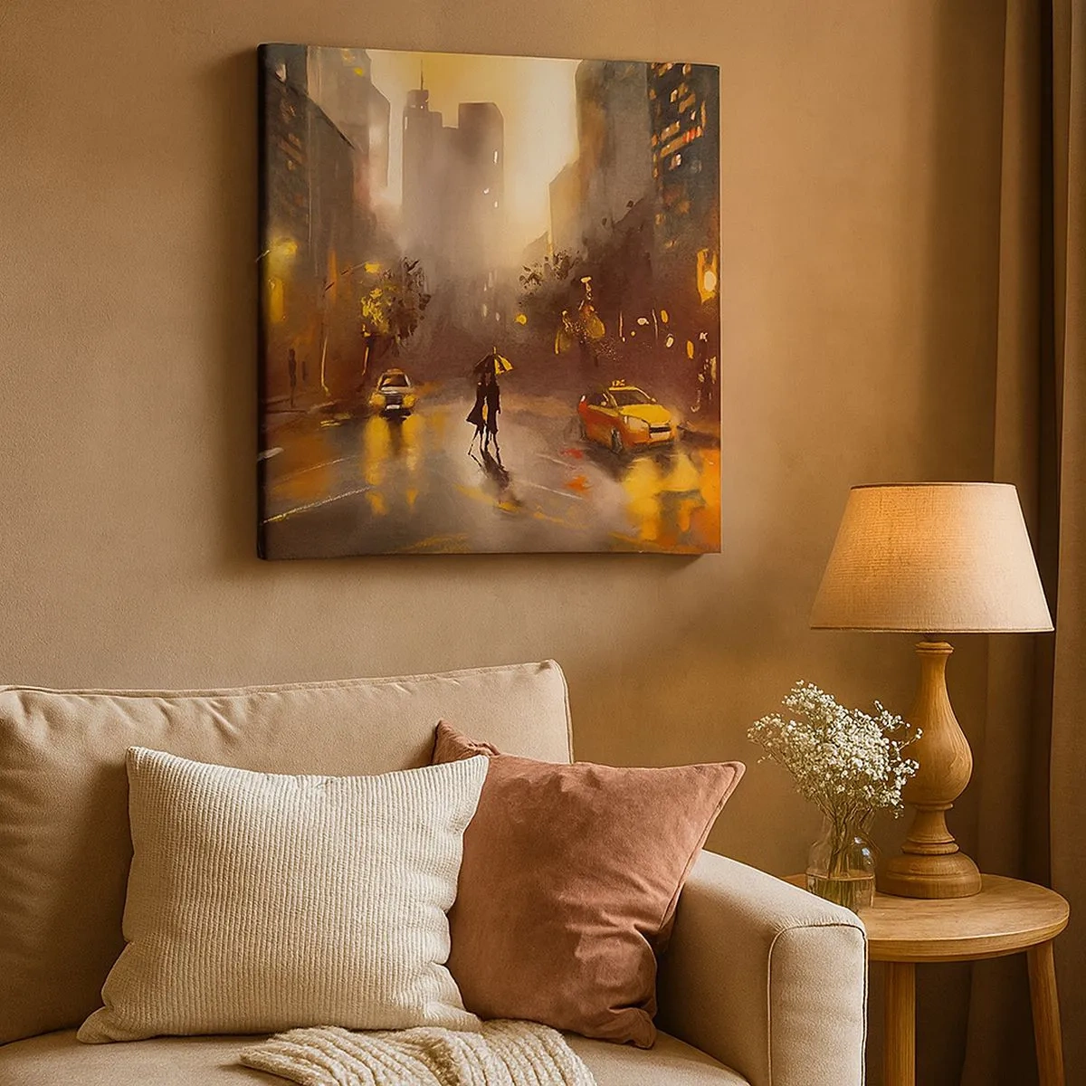 Impression sur toile - Image sur toile - Dans les lumières de New-York - 30x30 cm