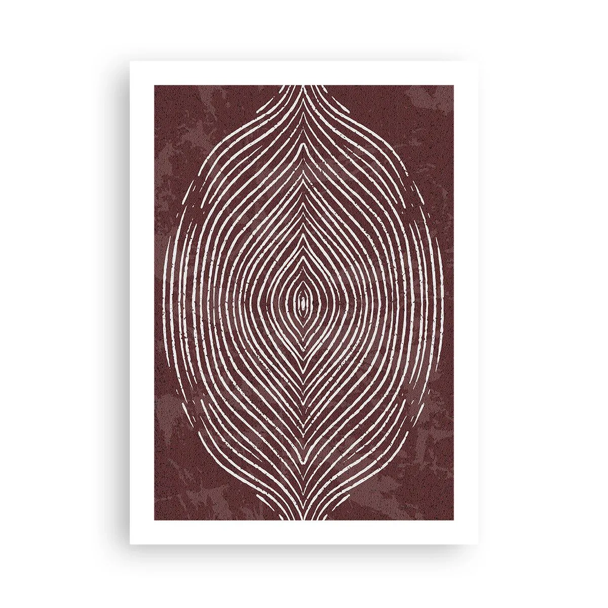 Affiche - Poster - Un motif hypnotique de lignes blanches sur fond marron. - 50x70cm - L'espace parle - Décoration murale moderne pour le salon et la chambre ARTTOR