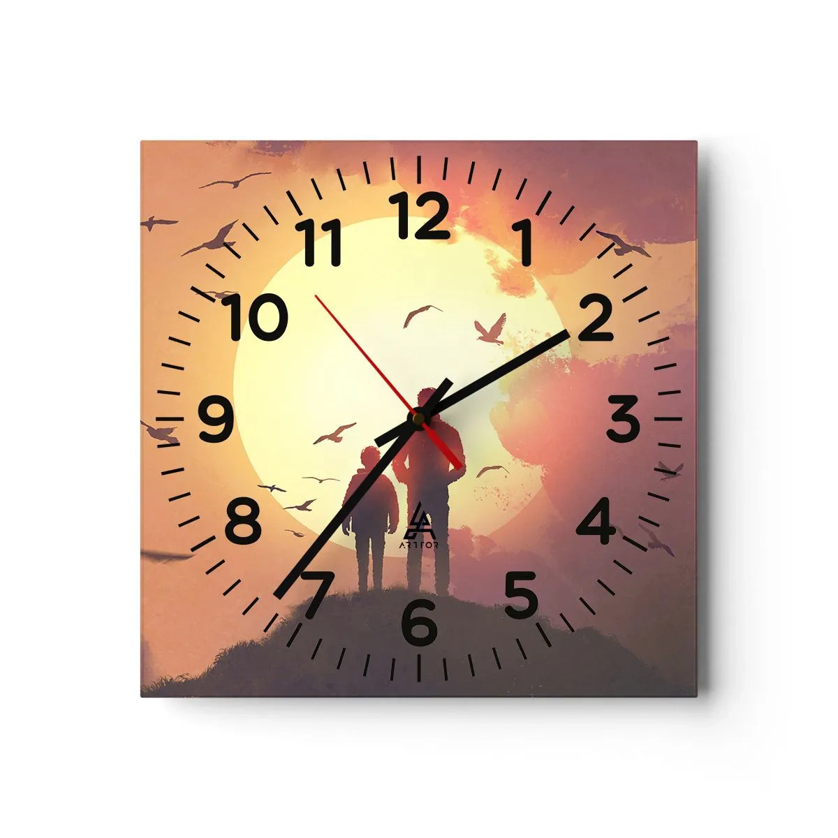 Horloge murale - Pendule murale - Face à face avec le soleil - 40x40 cm