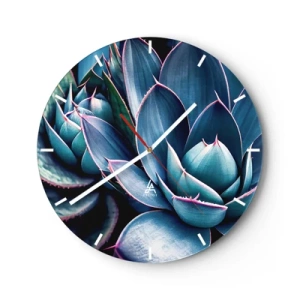 Horloge murale - Pendule murale - De somptueuses rosettes de plantes succulentes dans des tons turquoise et violet - 30x30cm - Force vital - Décoration murale moderne pour le salon, la cuisine et la chambre ARTTOR