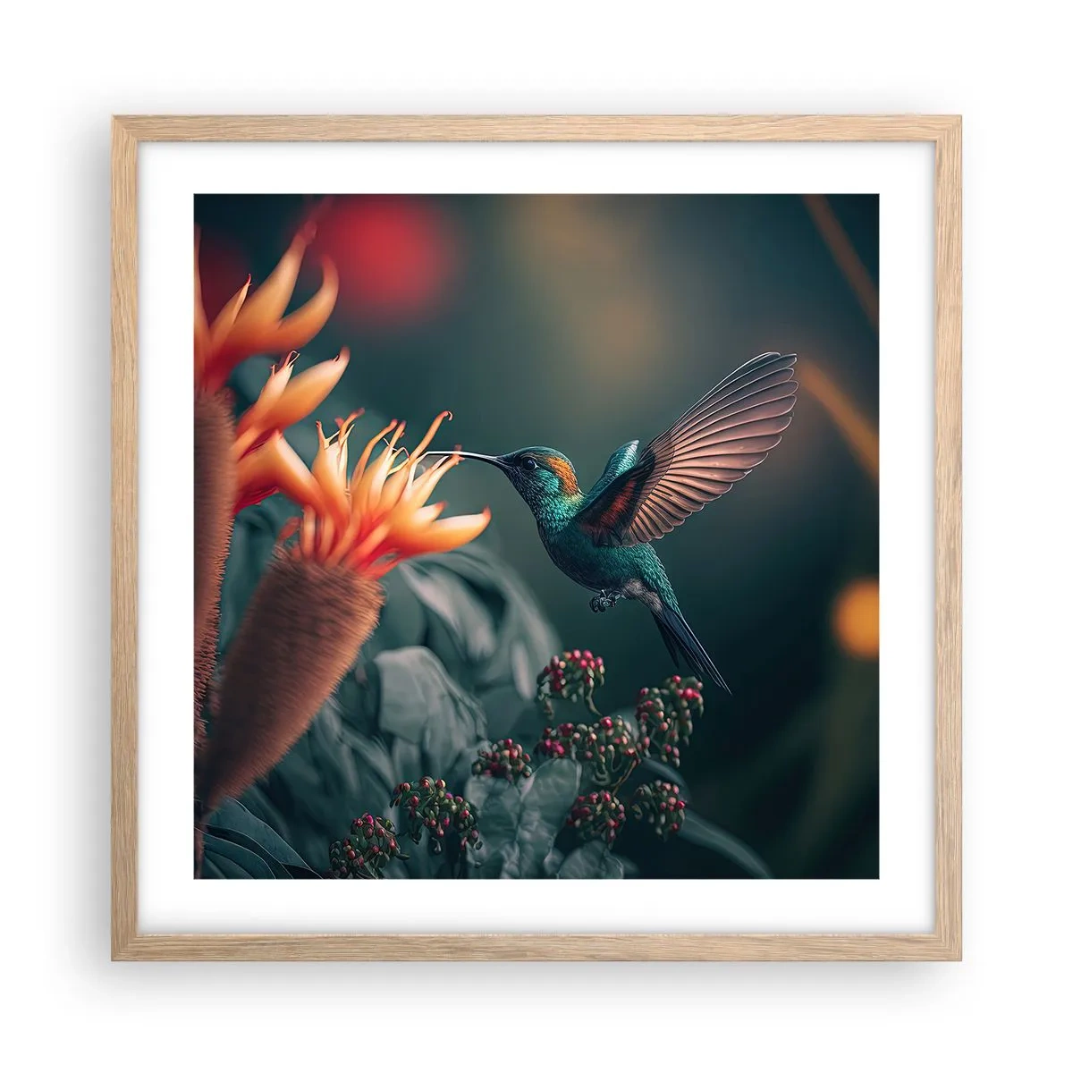 Affiche dans un chêne clair - Poster - une vie vraiment colorée - 50x50 cm