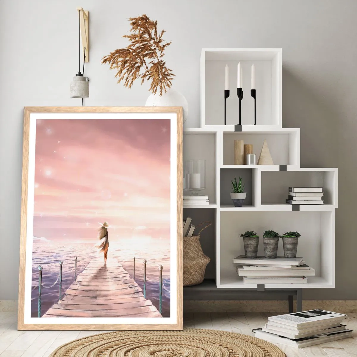 Affiche dans un chêne clair - Poster - A la lumière d'un rêve - 50x70 cm