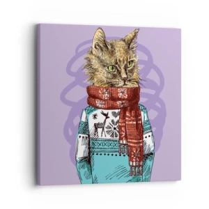 Impression sur toile - Image sur toile - Le chat, pas uniquement dans les chaussures - 30x30 cm