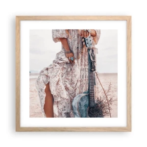 Affiche dans un chêne clair - Poster - Enfant de fleur en route - 40x40 cm