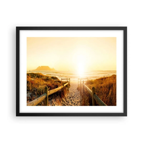 Affiche dans un cadre noir - Poster - A travers la dune, vers le soleil - 50x40 cm