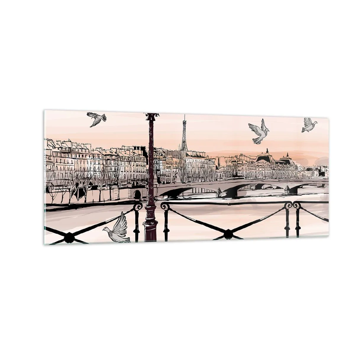 Impression sur verre - Image sur verre - Sur les toits de Paris - 100x40 cm