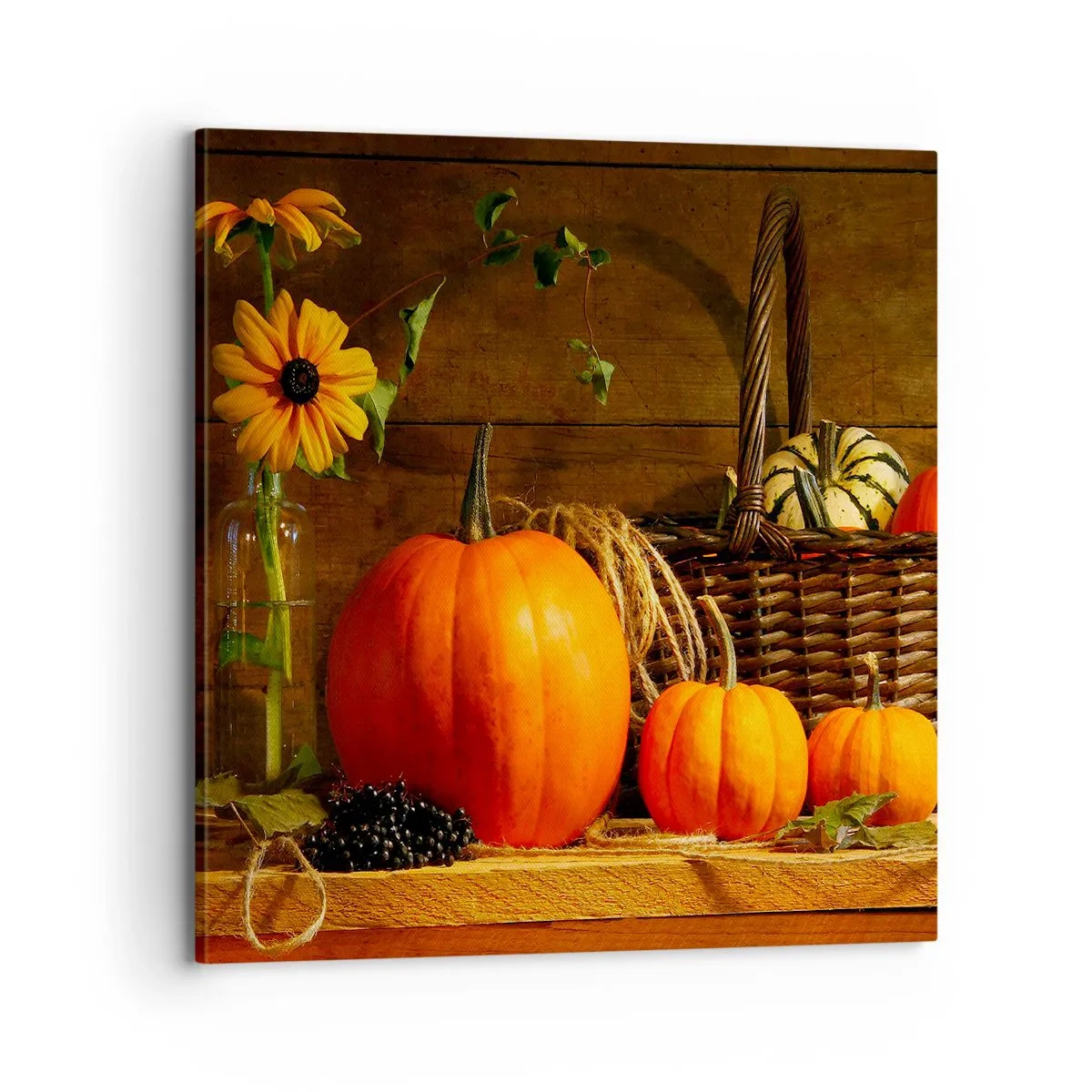 Impression sur toile - Image sur toile - Une composition rustique - cadeaux d'automne - 70x70 cm