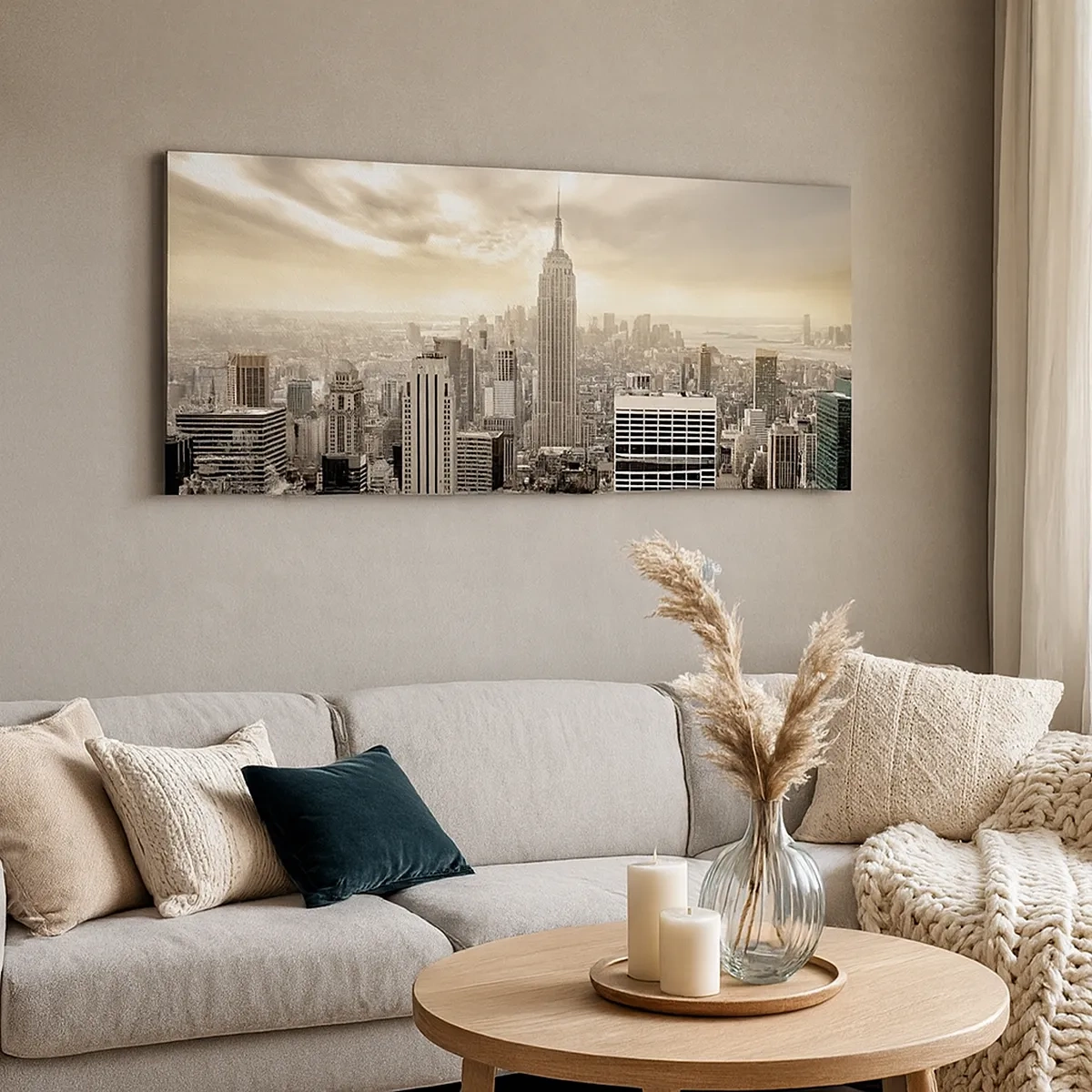 Impression sur toile - Image sur toile - New York tissé de gris - 30x30 cm
