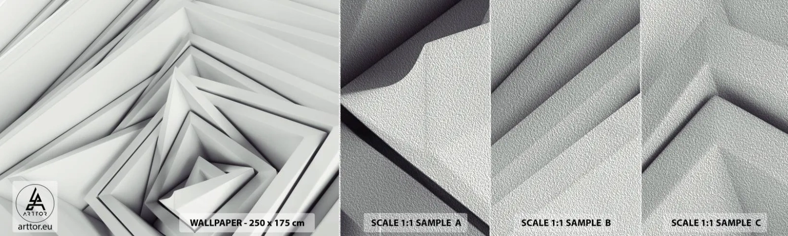 Échantillon de Papier Peint Premium Sand - Bourgeon d’angles vifs - Technologie, 3D, Moderne - 100x30 cm