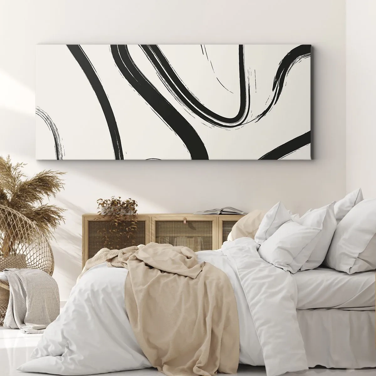 Impression sur toile - Image sur toile - Fantaisie en noir et blanc - 90x30 cm