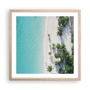 Affiche dans un chêne clair - Poster - Vacances au paradis - 50x50 cm