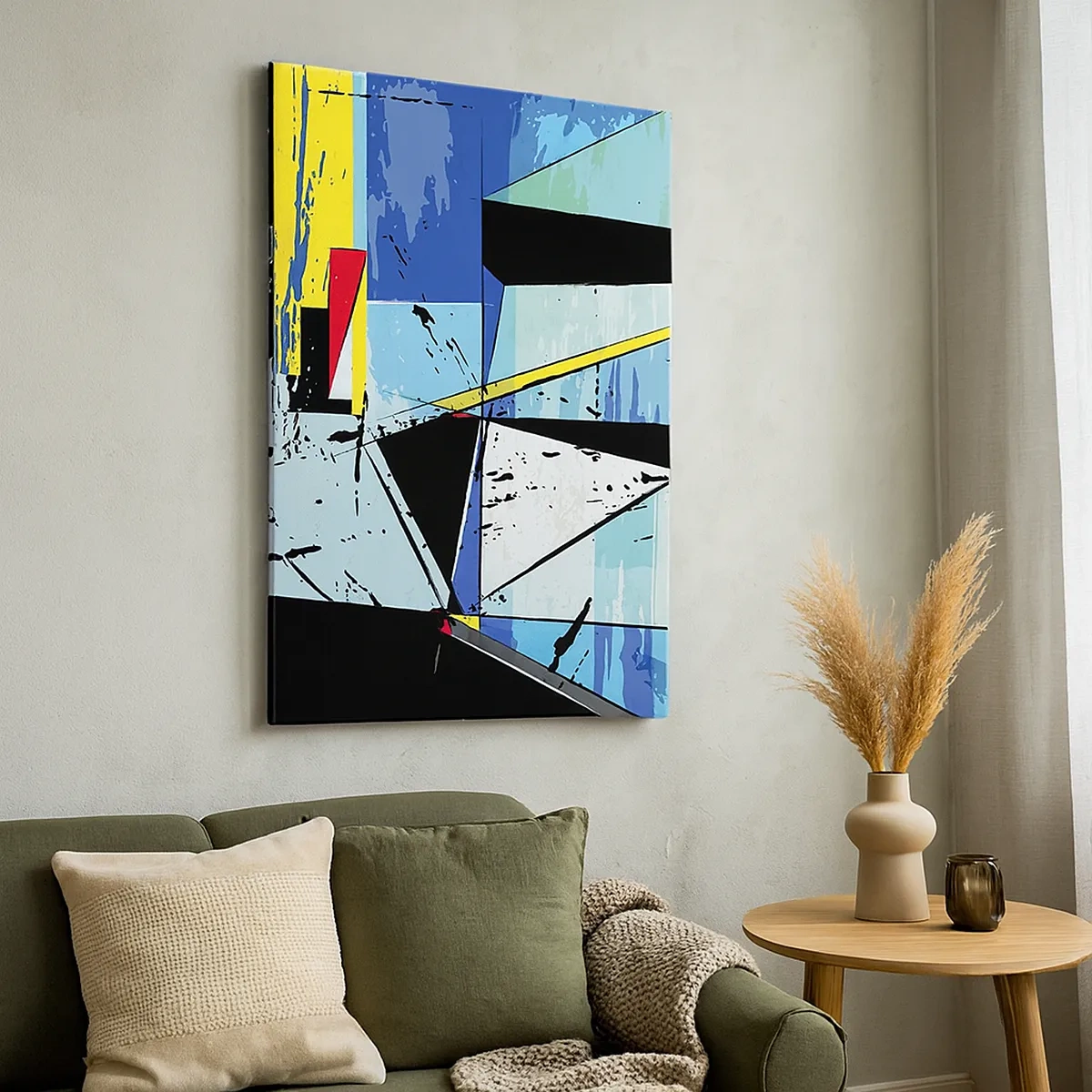 Impression sur toile - Image sur toile - Composition géométrique abstraite aux couleurs vives - 50x70cm - Regardez le monde sous un certain angle… - Décoration murale moderne pour le salon et la chambre ARTTOR