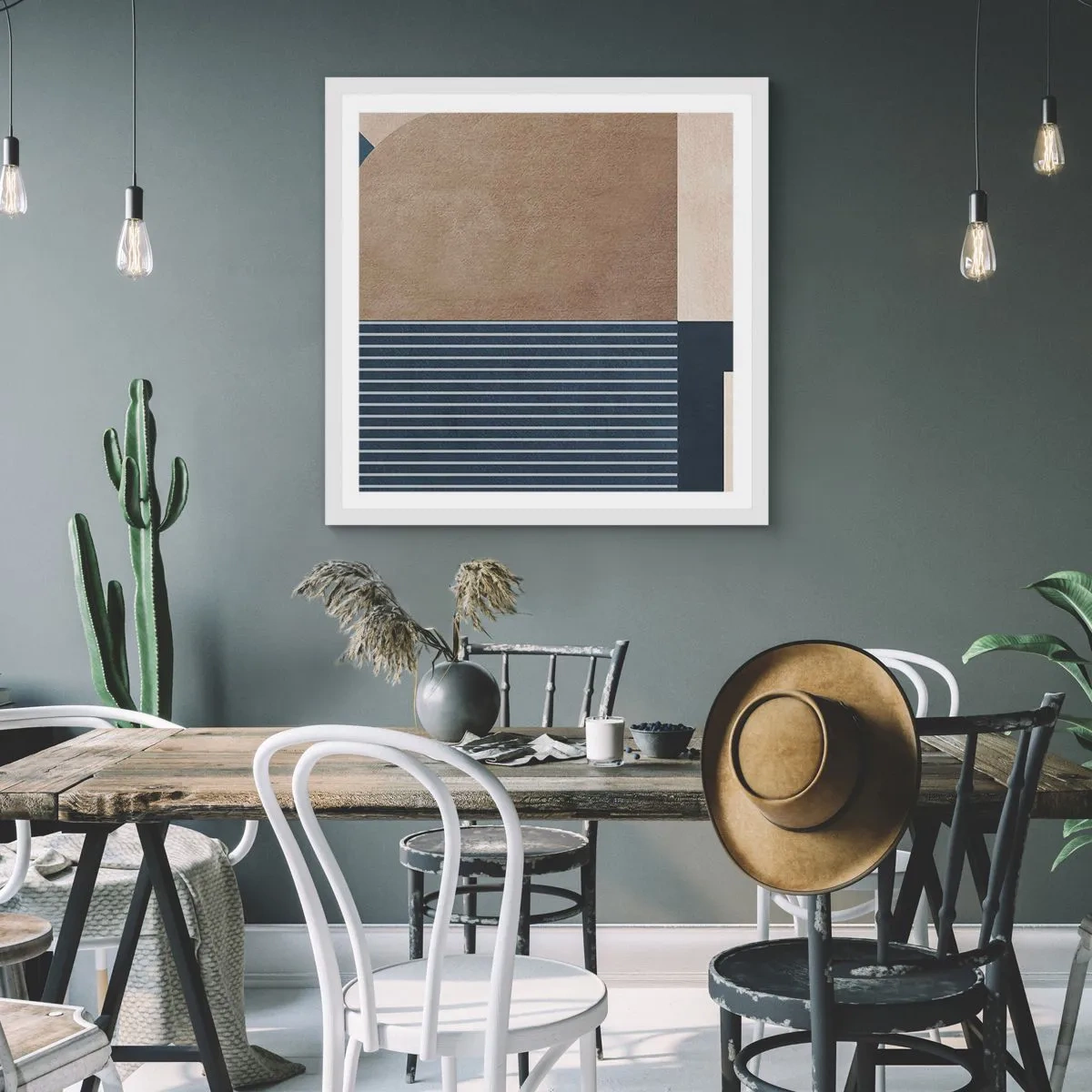 Affiche dans un cadre blanc - Poster - Composition simple et en rondeur - 30x30 cm