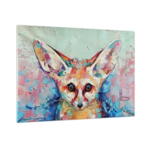 Impression sur verre - Image sur verre - Portrait coloré d'un renard aux yeux expressifs et aux coups de pinceau audacieux - 100x70cm - Etes-vous prêts pour moi? - Décoration murale moderne pour le salon et la chambre ARTTOR