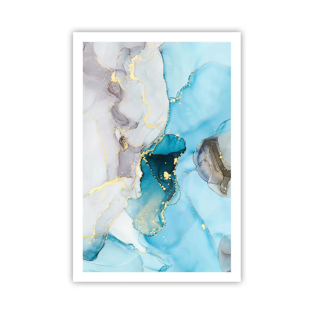 Affiche - Poster - Etude de la rencontre gris et turquoise - 61x91 cm