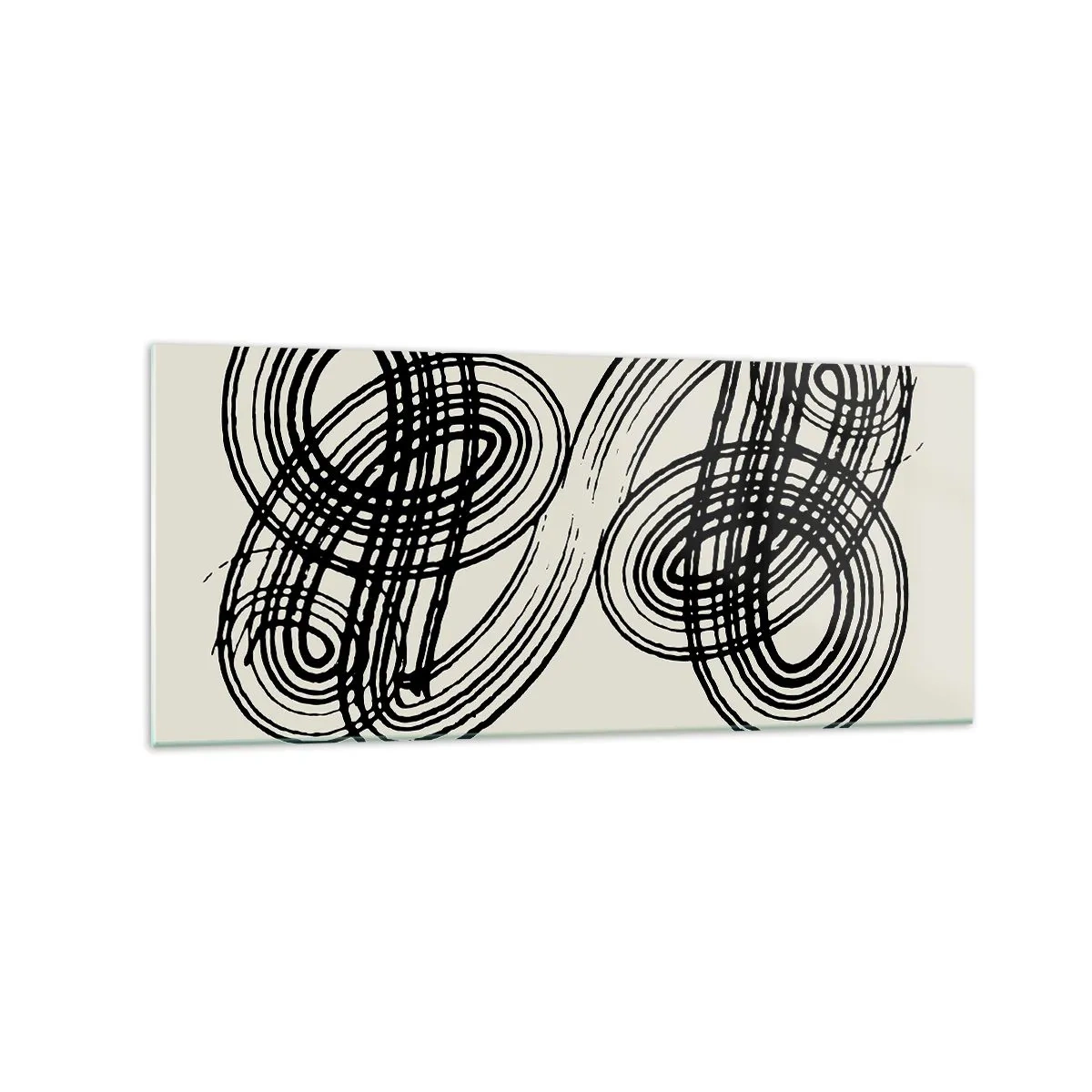 Impression sur verre - Image sur verre - Lignes noires abstraites sur fond clair dans un style avant-gardiste. - 120x50cm - C'est venu spontanément - Décoration murale moderne pour le salon et la chambre ARTTOR