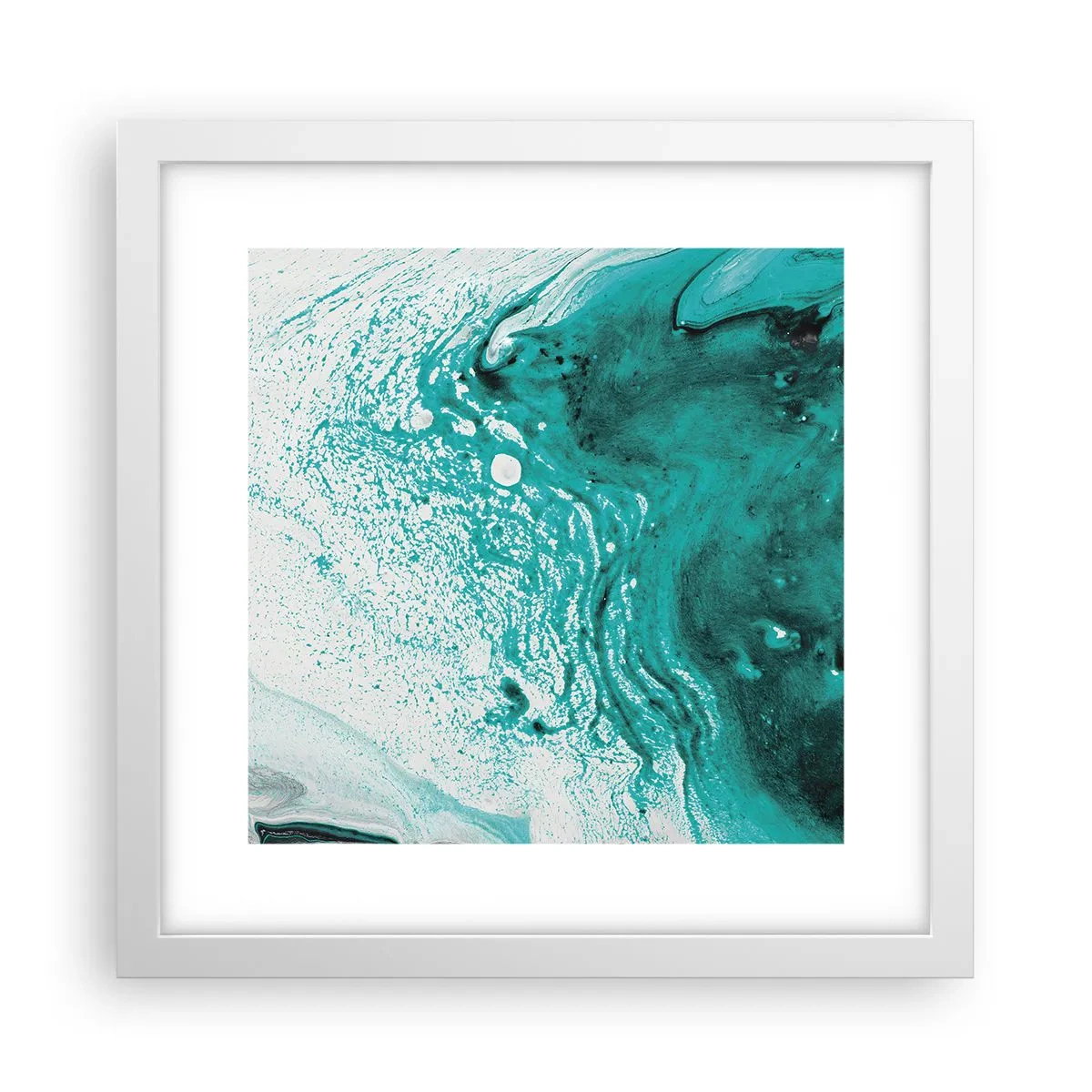 Affiche dans un cadre blanc - Poster - Se fondre dans le bleu et le turquoise - 30x30 cm