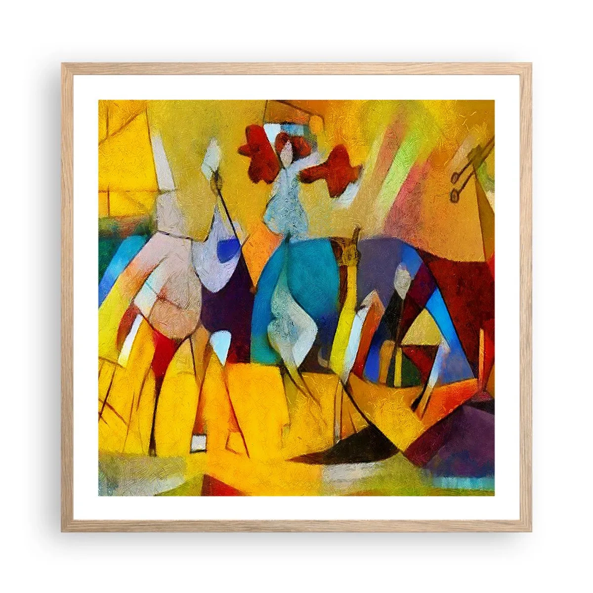 Affiche dans un chêne clair - Poster - Soleil - vie - joie - 60x60 cm