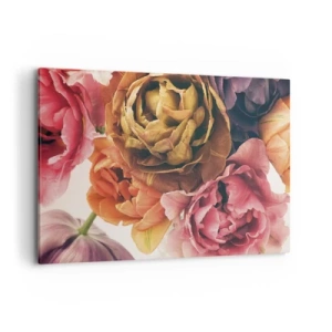 Impression sur toile - Image sur toile - Un bouquet de fleurs variées aux couleurs intenses - 100x70cm - La fête de la vie - Décoration murale moderne pour le salon et la chambre ARTTOR