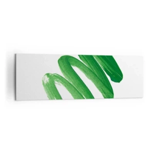 Impression sur toile - Image sur toile - Coup de pinceau abstrait vert sur fond blanc - 160x50cm - Blague verte - Décoration murale moderne pour le salon et la chambre ARTTOR