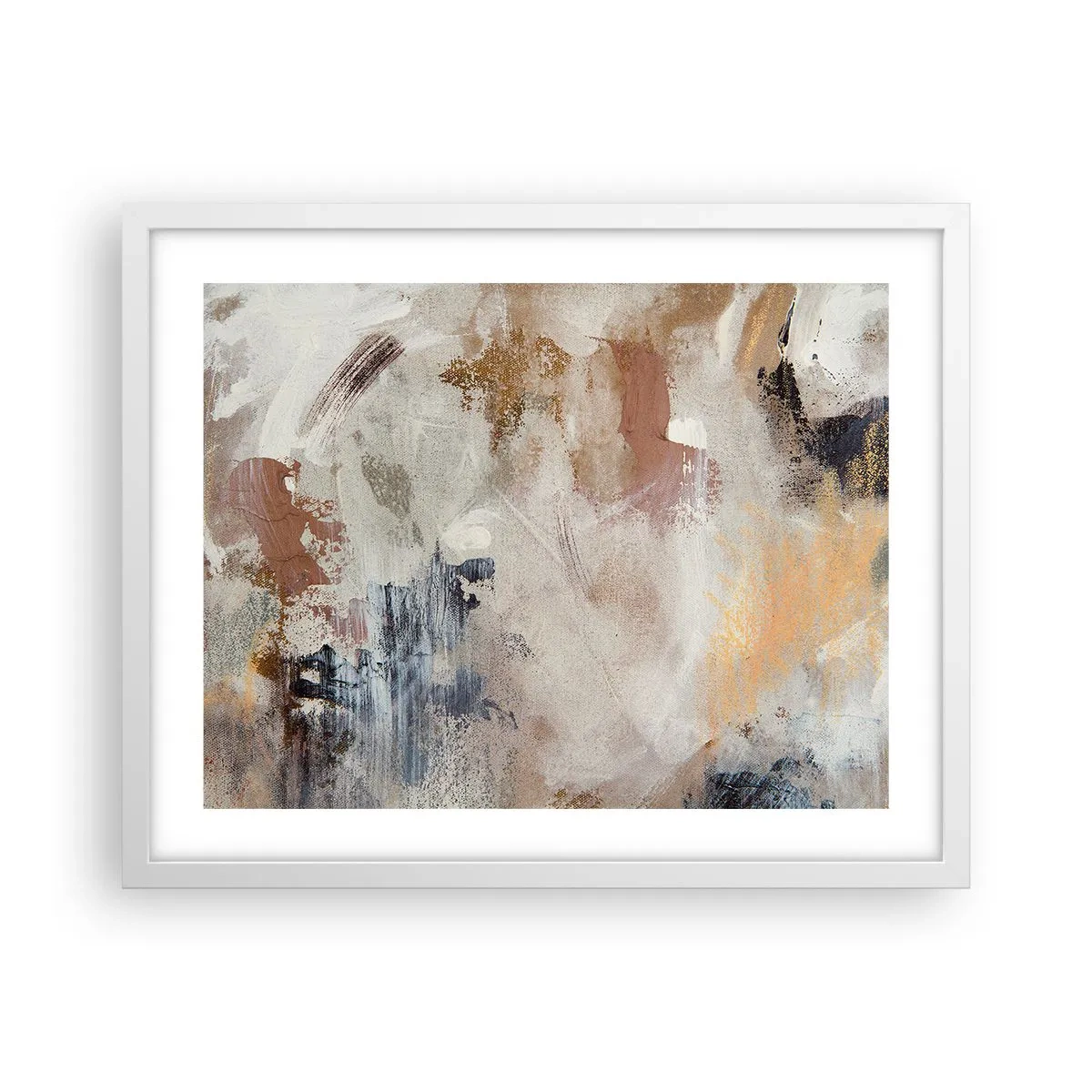 Affiche dans un cadre blanc - Poster - Abstraction brumeuse - 50x40 cm