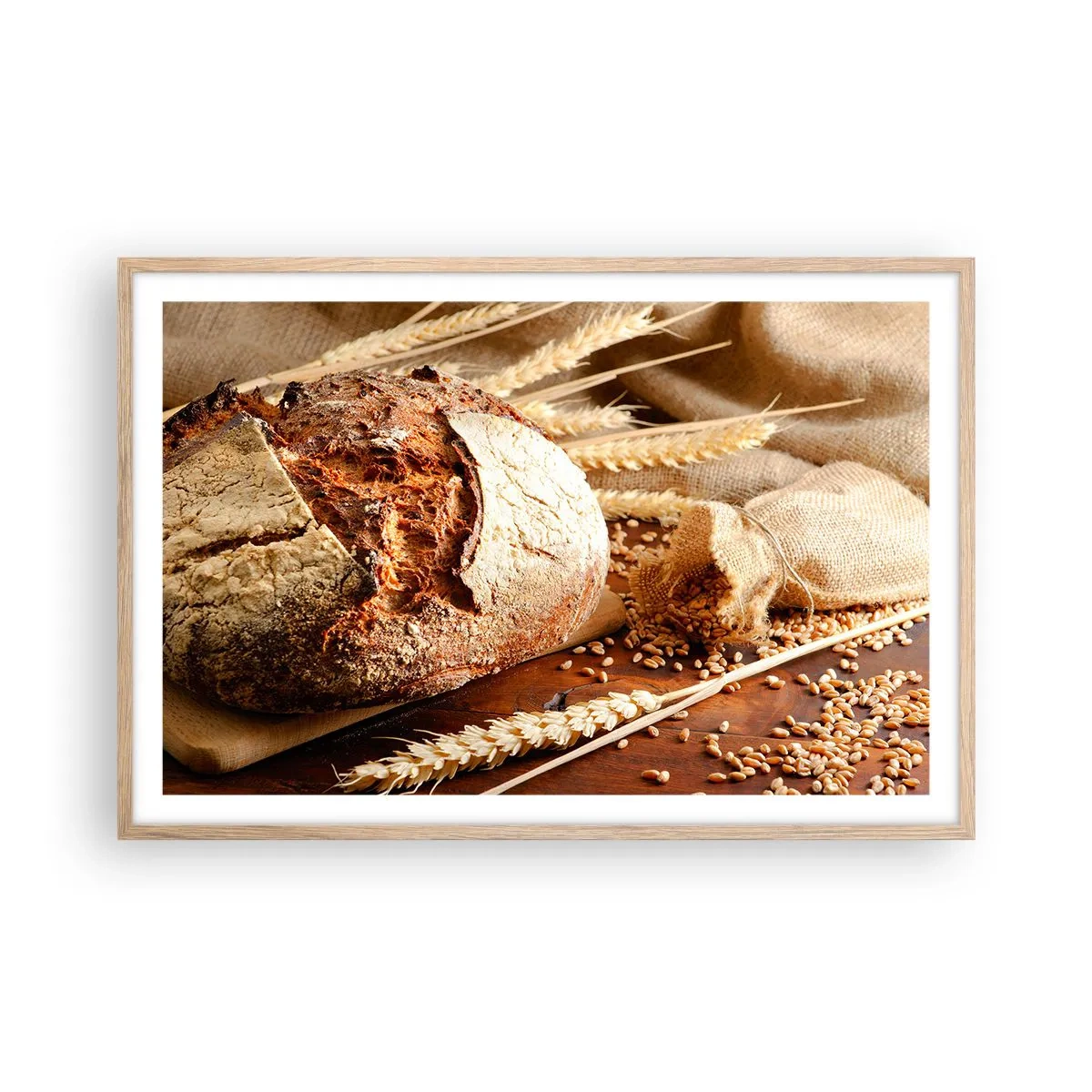 Affiche dans un chêne clair - Poster - Appétissant, parfumé, croquant - 91x61 cm