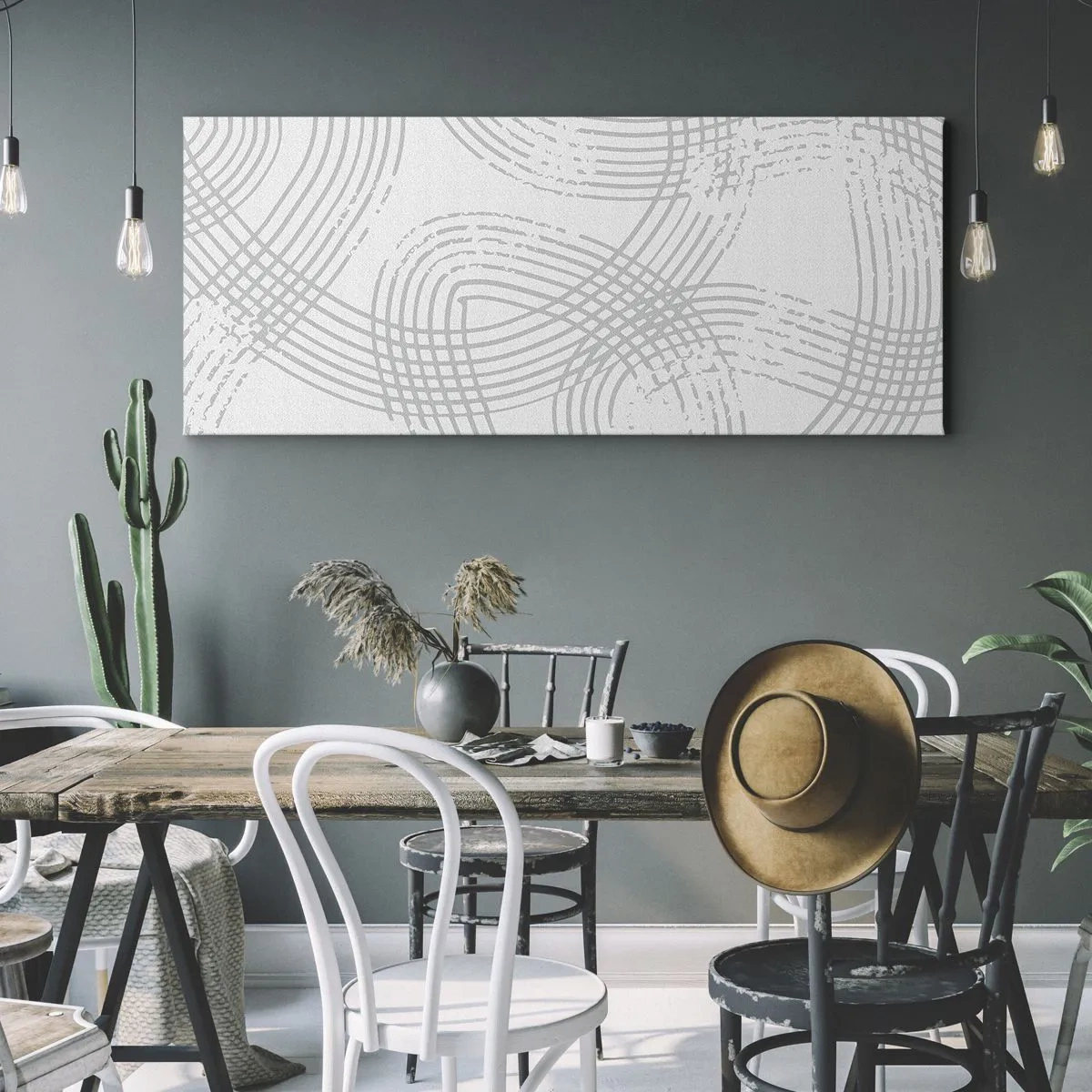 Impression sur toile - Image sur toile - Un motif subtil avec des lignes entrelacées dans des tons clairs - 120x50cm - Il n'y a pas de chemin droit - Décoration murale moderne pour le salon et la chambre ARTTOR