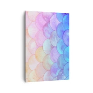 Impression sur toile - Image sur toile - Échelles abstraites aux tons pastel - 70x100cm - Écailles de perles - Décoration murale moderne pour le salon et la chambre ARTTOR