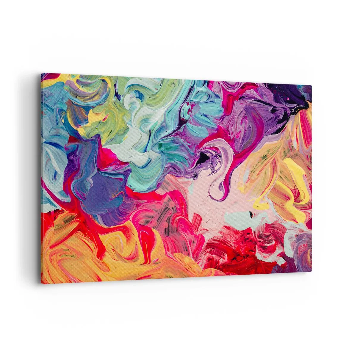 Impression sur toile - Image sur toile - Une composition abstraite aux couleurs vibrantes et tourbillonnantes et à la structure dynamique. - 100x70cm - La naissance des couleurs - Décoration murale moderne pour le salon et la chambre ARTTOR