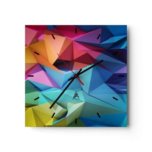 Horloge murale - Pendule murale - Origami arc-en-ciel - 40x40 cm