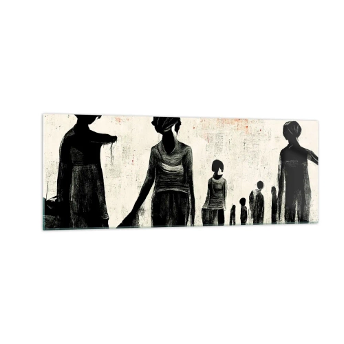 Impression sur verre - Image sur verre - Figures dans une composition monochrome sur fond clair - 140x50cm - Contre la solitude - Décoration murale moderne pour le salon et la chambre ARTTOR