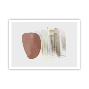 Affiche - Poster - Composition abstraite dans les tons beige et or - 100x70cm - Colonnade abstraite - Décoration murale moderne pour le salon et la chambre ARTTOR