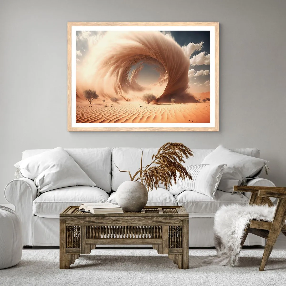 Affiche dans un chêne clair - Poster - Portail ouvert - 100x70 cm