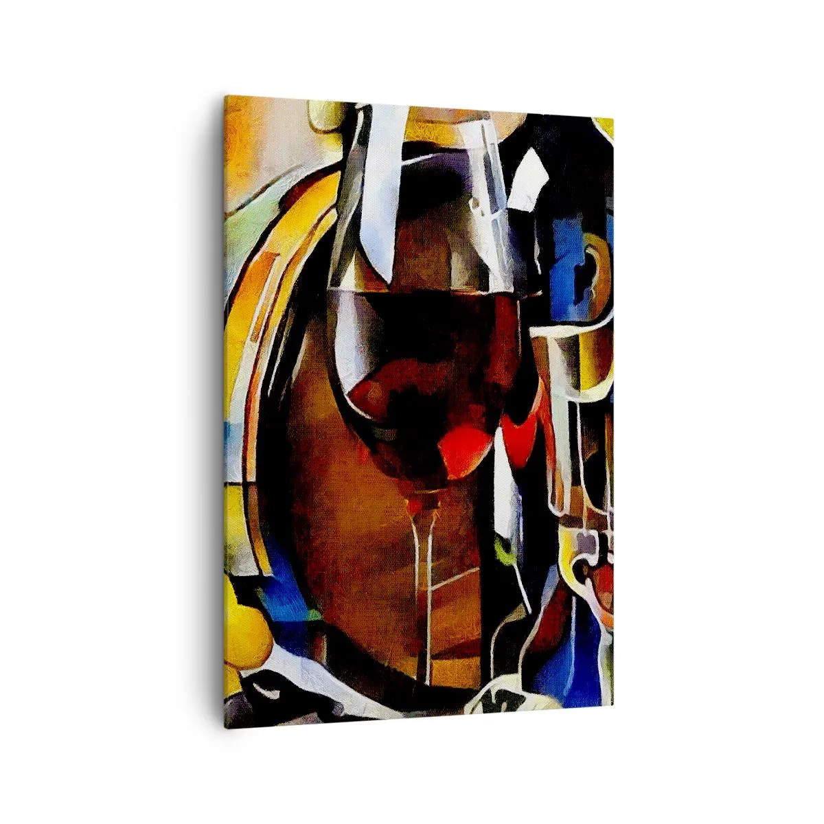 Impression sur toile - Image sur toile - Nature morte abstraite avec verres et instruments - 70x100cm - Et le monde prend des couleurs - Décoration murale moderne pour le salon et la chambre ARTTOR