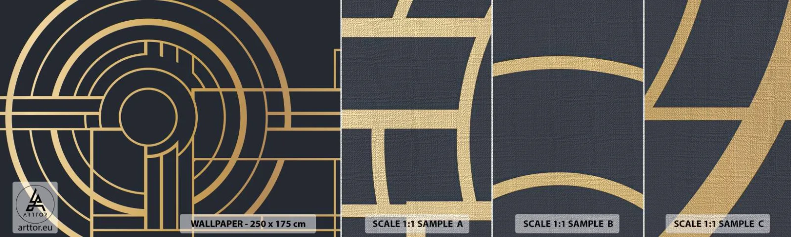 Échantillon de Papier Peint Premium Canvas - Rotation des éléments - Abstraction, Morceau, Graphique - 100x30 cm