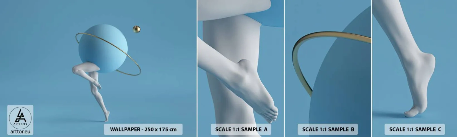 Échantillon de Papier Peint Autocollant Deluxe Sticker - Et les planètes deviennent folles - Abstraction, Jambes, Tridimensionnel - 100x30 cm