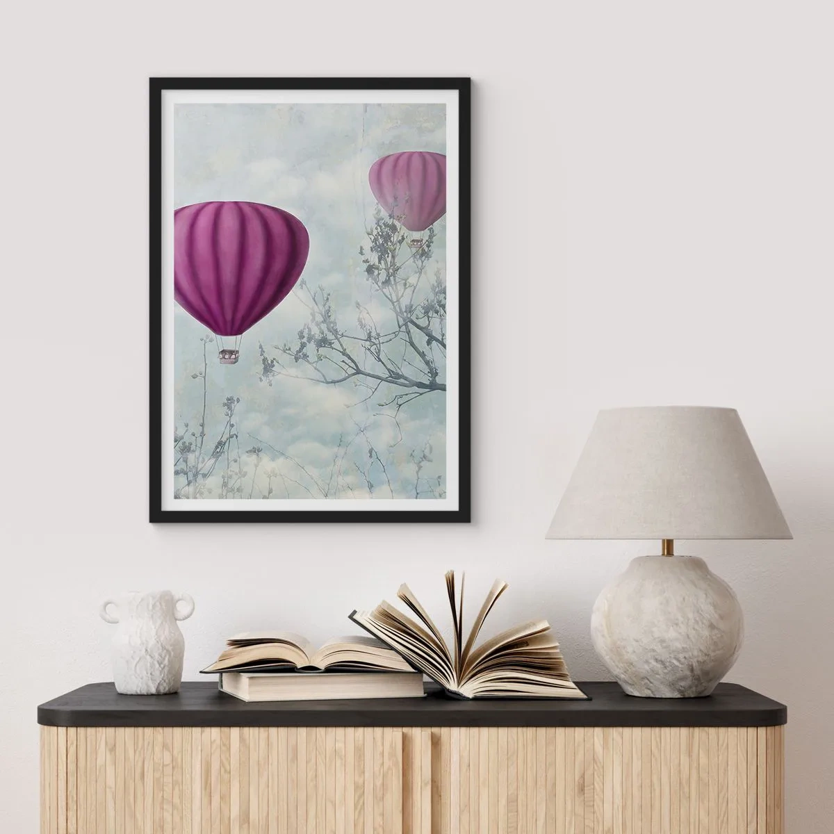 Affiche dans un cadre noir - Poster - Comme des navires dans le ciel - 40x50 cm