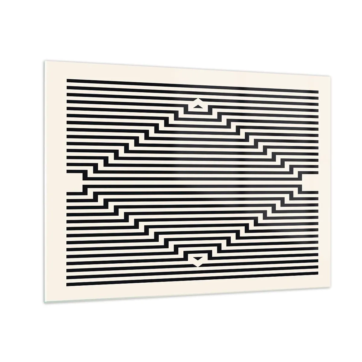 Impression sur verre - Image sur verre - Un motif fascinant de lignes noires et blanches créant une illusion - 70x50cm - Illusion géométrique - Décoration murale moderne pour le salon et la chambre ARTTOR