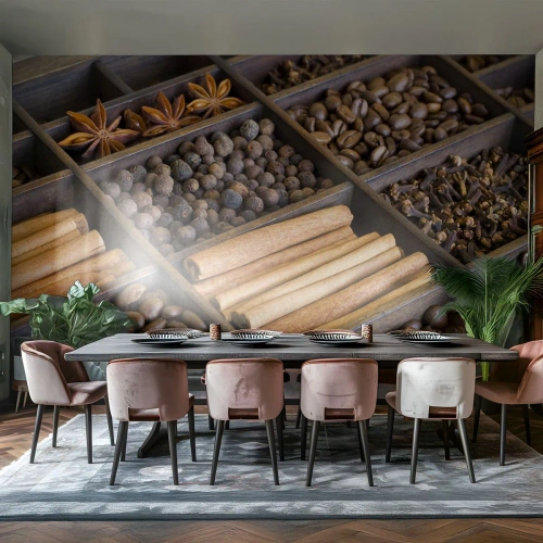 Papier Peint Photo Premium Canvas - Trésor d'arômes - Épices, Café, Cannelle - 450x315 cm
