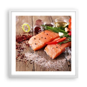 Affiche dans un cadre blanc - Poster - Aventure norvégienne dans la cuisine - 50x50 cm