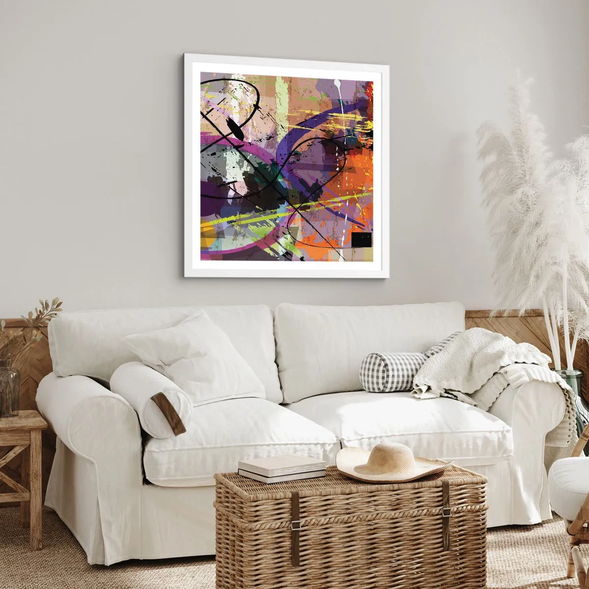 Affiche dans un cadre blanc - Poster - Vous pouvez aller tout droit ou autour - 40x40 cm