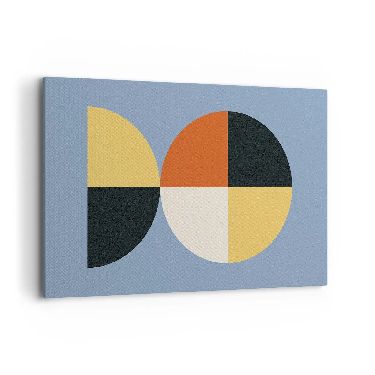 Impression sur toile - Image sur toile - Cercles géométriques sur fond bleu - 120x80cm - Regarde et compte - Décoration murale moderne pour le salon et la chambre ARTTOR