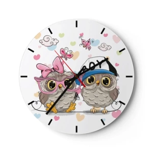 Horloge murale - Pendule murale - On s'aime! - 40x40 cm
