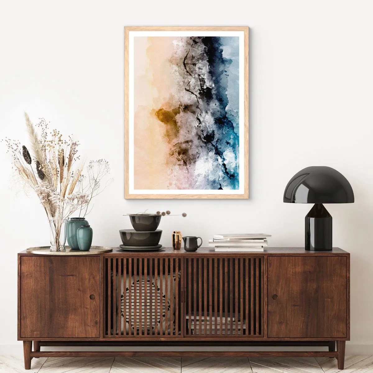 Affiche dans un chêne clair - Poster - Noyé dans un nuage de brouillard - 30x40 cm